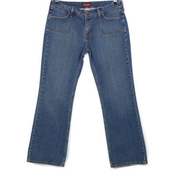 Levi's 545 Low Boot Cut Jeans Distressed Stretch 14 x 31 Medium‎ - Picture 1 of 10